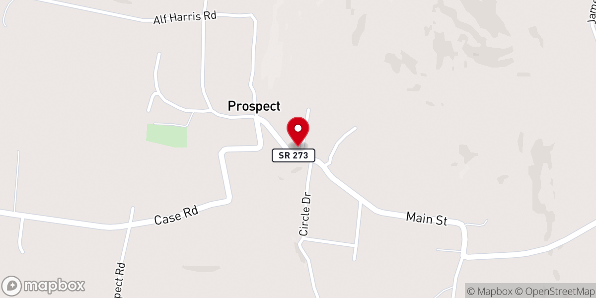 Map showing location of Prospect United Methodist Church