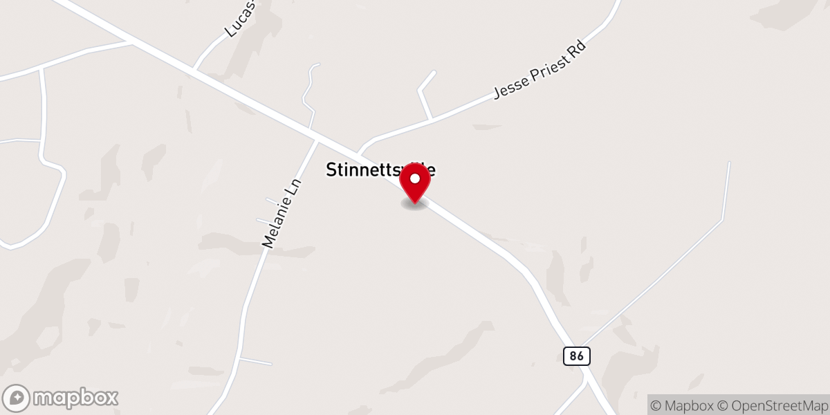 Map showing location of Stinnettsville Community Church