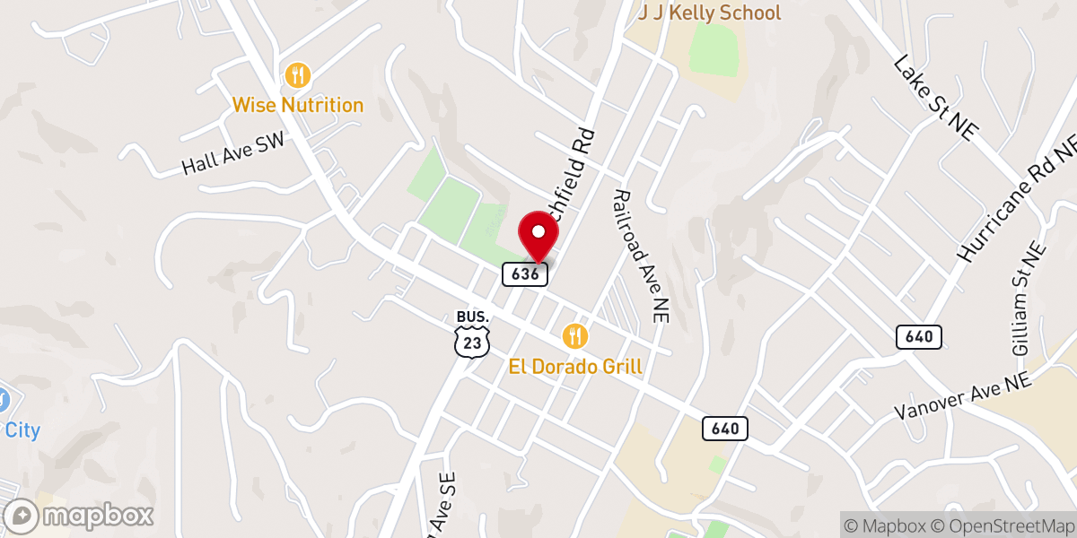Map showing location of Wise Baptist Church