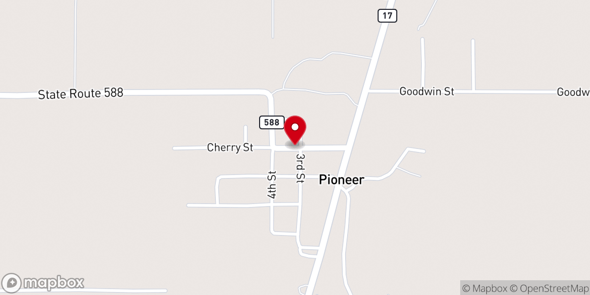 Map showing location of Pioneer Police Department