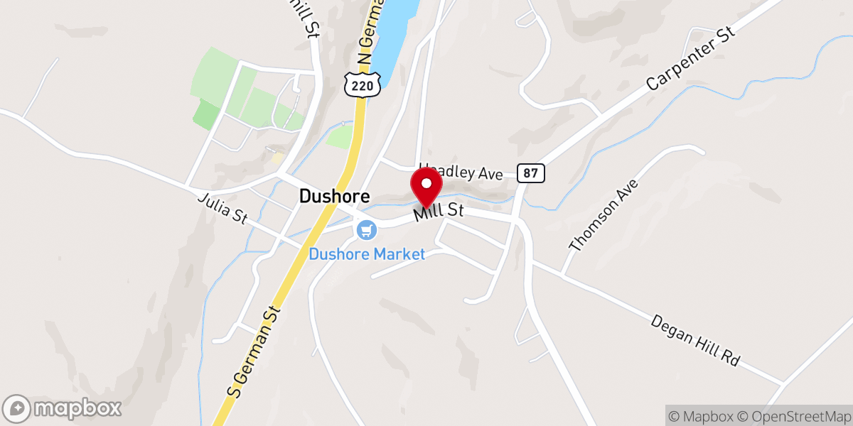Map showing location of St. John's Lutheran Church