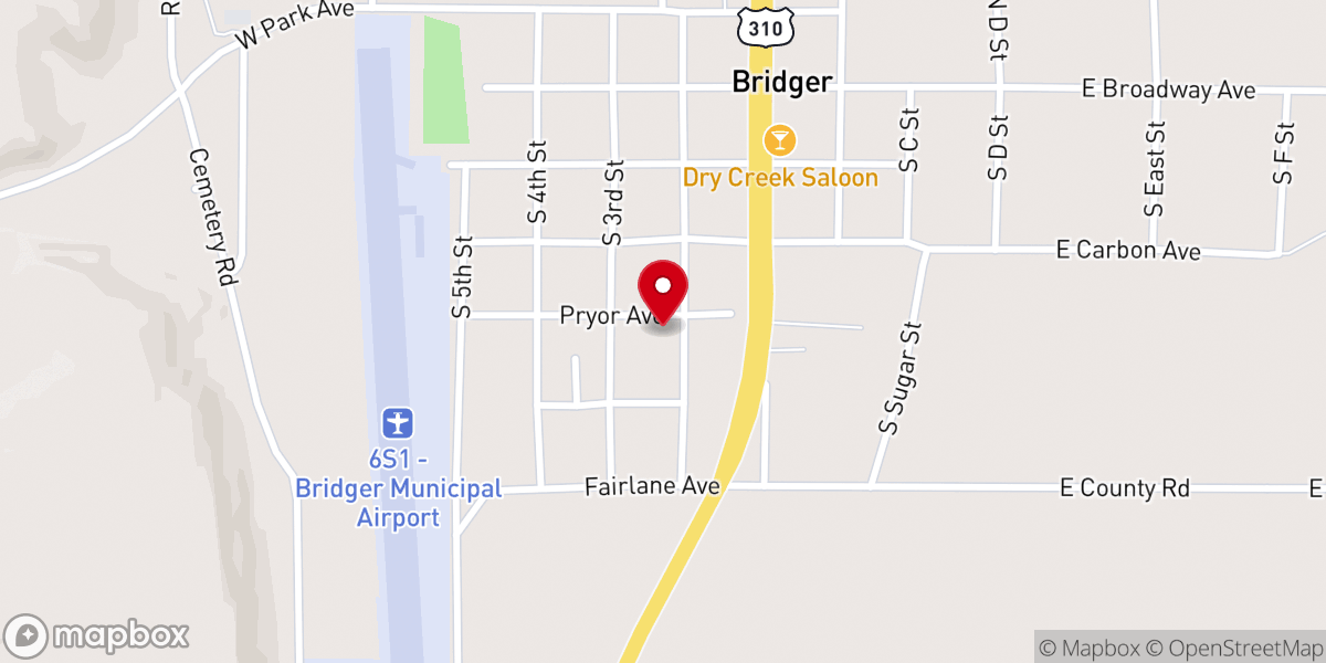 Map showing location of Bridger Seventh-day Adventist Church
