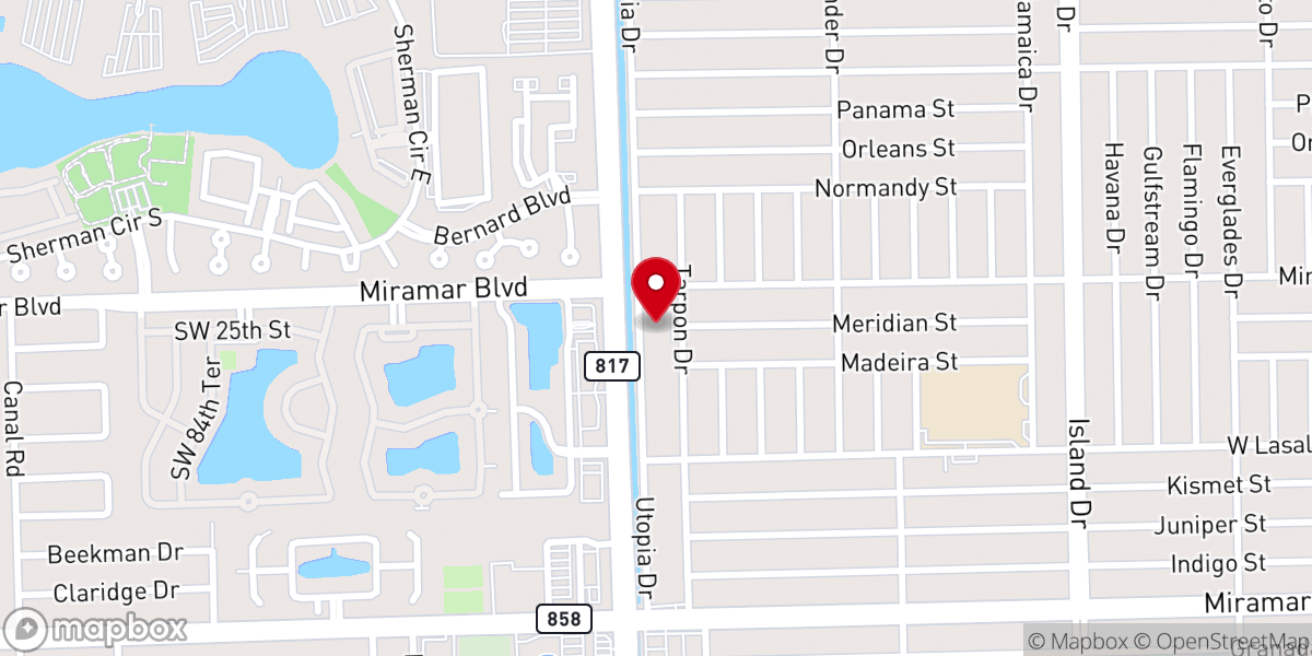 Map showing location of Miramar United Methodist Church
