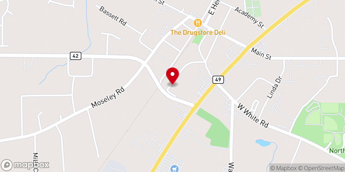 Map showing location of Peachtree Crossings Apartments