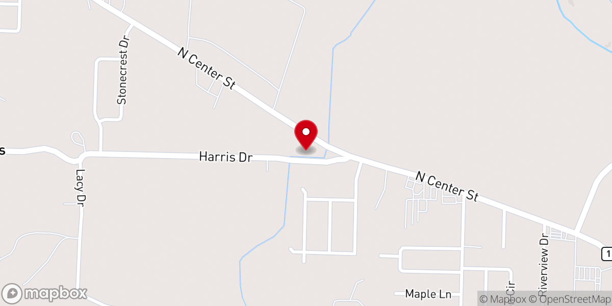 Map showing location of Harris Baptist Church