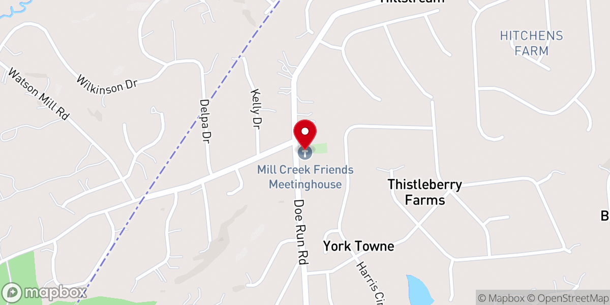 Map showing location of Mill Creek Friends Meetinghouse