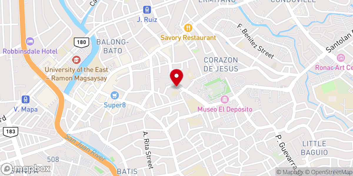 Map showing location of Ang Simbahan ng San Juan Del Monte - Pinaglabanan Church Historical Marker