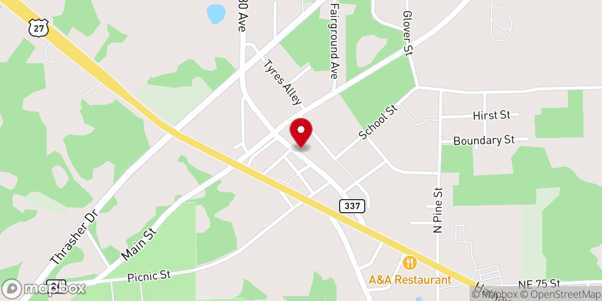 Map showing location of Bronson United Methodist Church