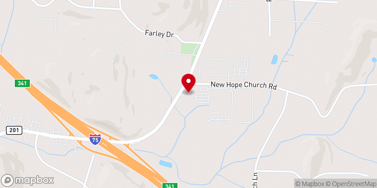 Map showing location of New Hope Baptist Church