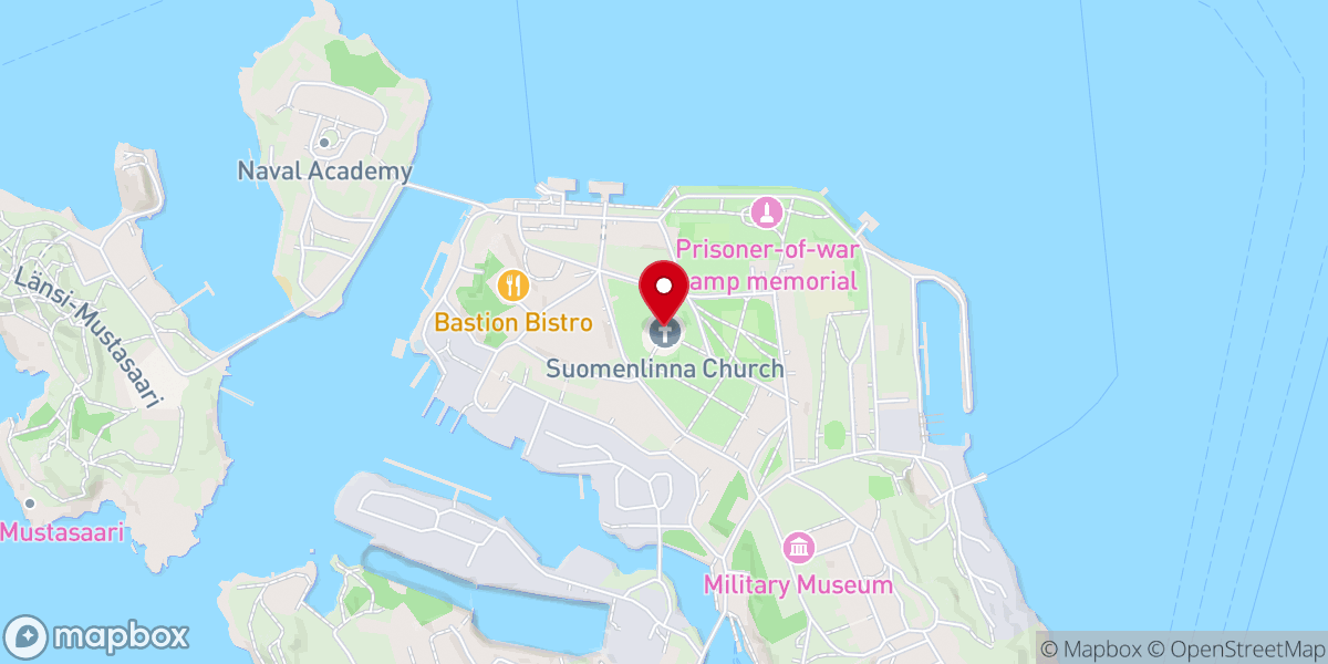Map showing location of Suomenlinnan kirkko