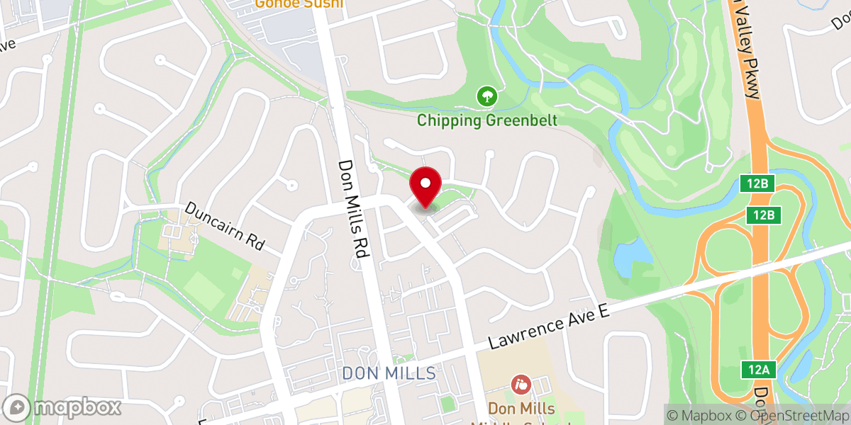 Map showing location of Donway Baptist Church