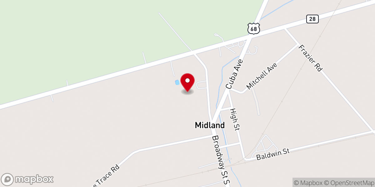 Map showing location of Midland Baptist Church