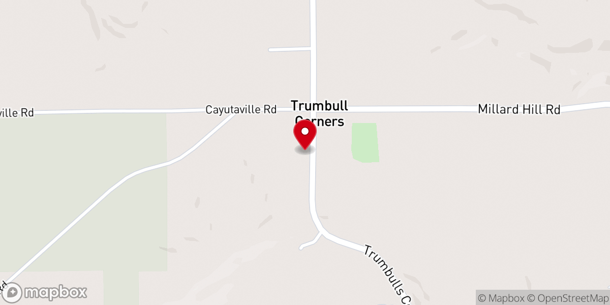 Map showing location of Trumbulls Corners Community Church
