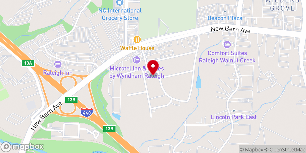 Map showing location of Hillcrest Baptist Church