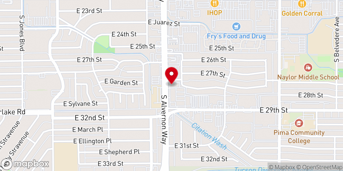 Map showing location of Praise Chapel Tucson