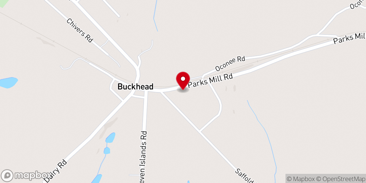 Map showing location of Buckhead Baptist Church