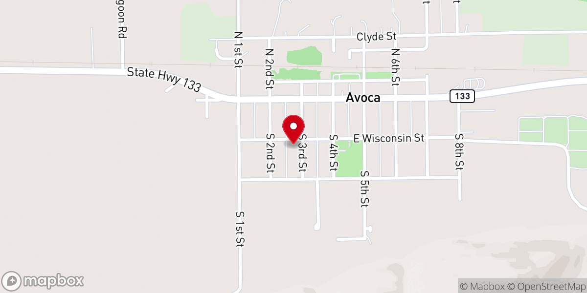Map showing location of Avoca United Methodist Church