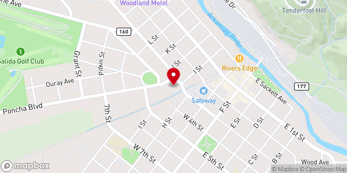 Map showing location of First Presybterian Church-Salida - Food Distribution Center