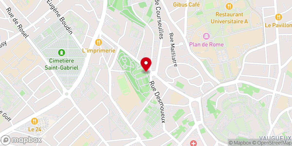 Map showing location of Jardin des Plantes de Caen