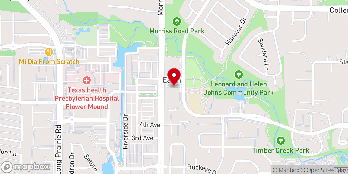 Map showing location of Flower Mound First Baptist