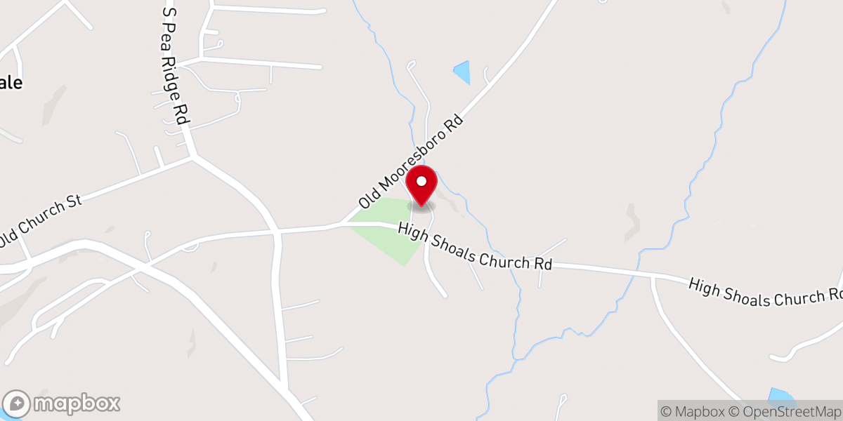 Map showing location of High Shoal Baptist Church