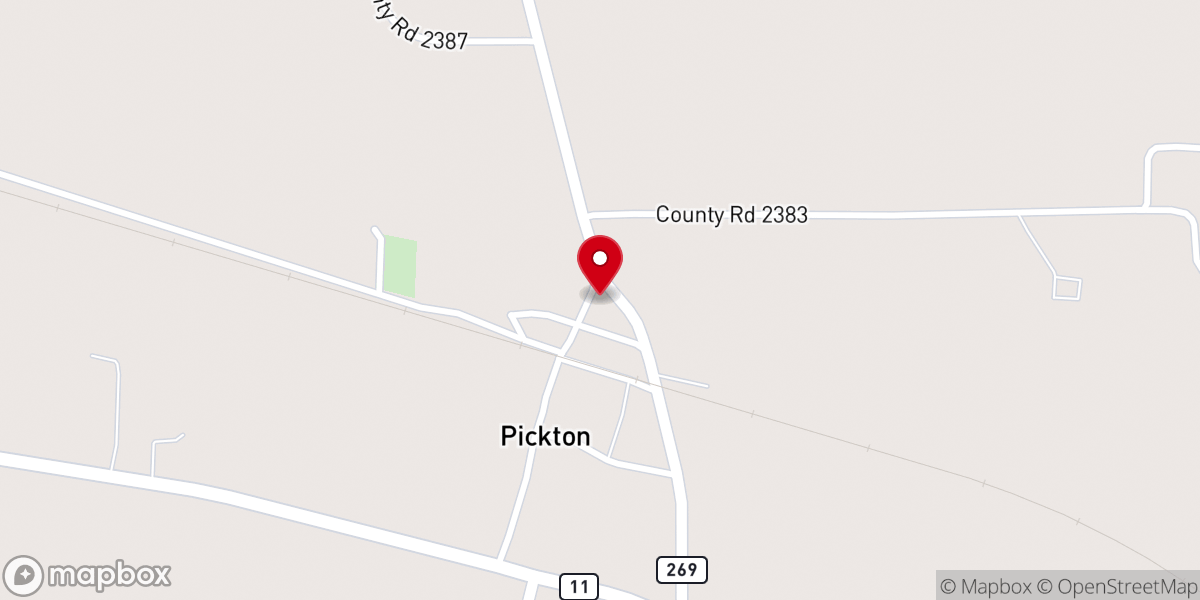 Map showing location of Pickton United Methodist Church