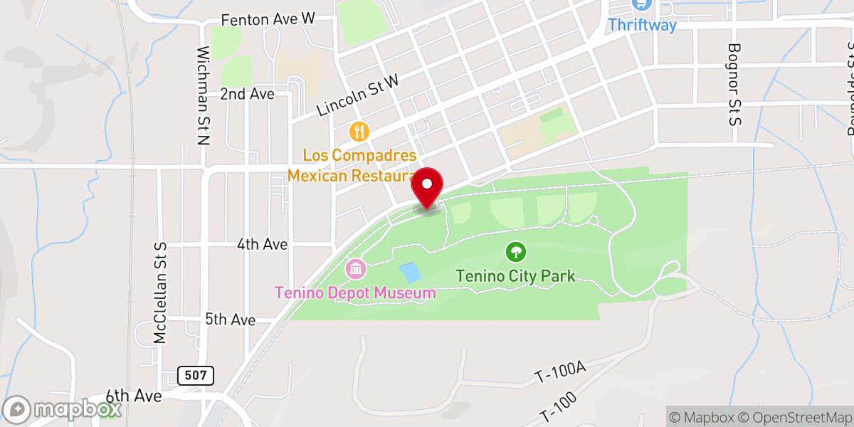 Map showing location of Tenino City Park