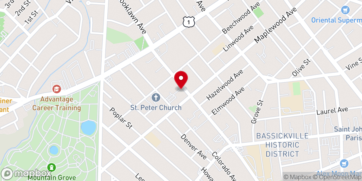 Map showing location of Bridgeport Tabernacle Seventh-day Adventist Church