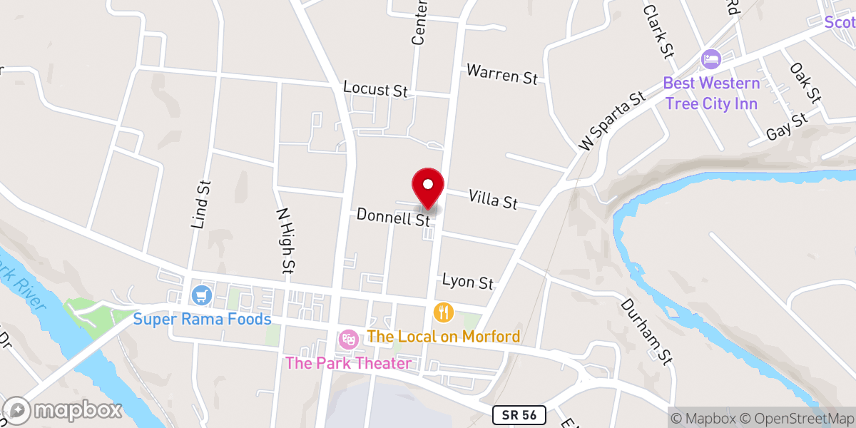 Map showing location of First Baptist Church