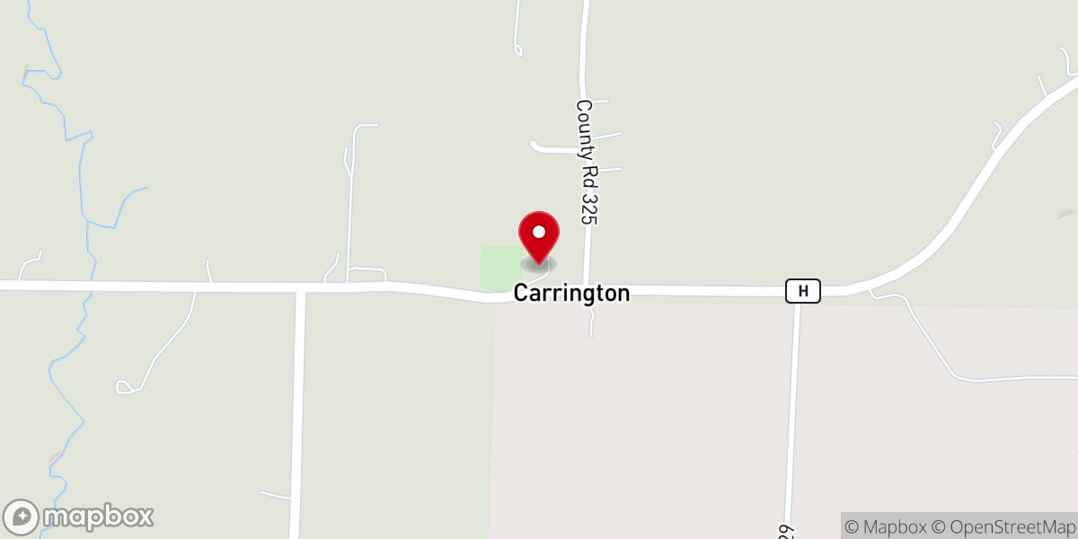 Map showing location of Carrington Baptist Church