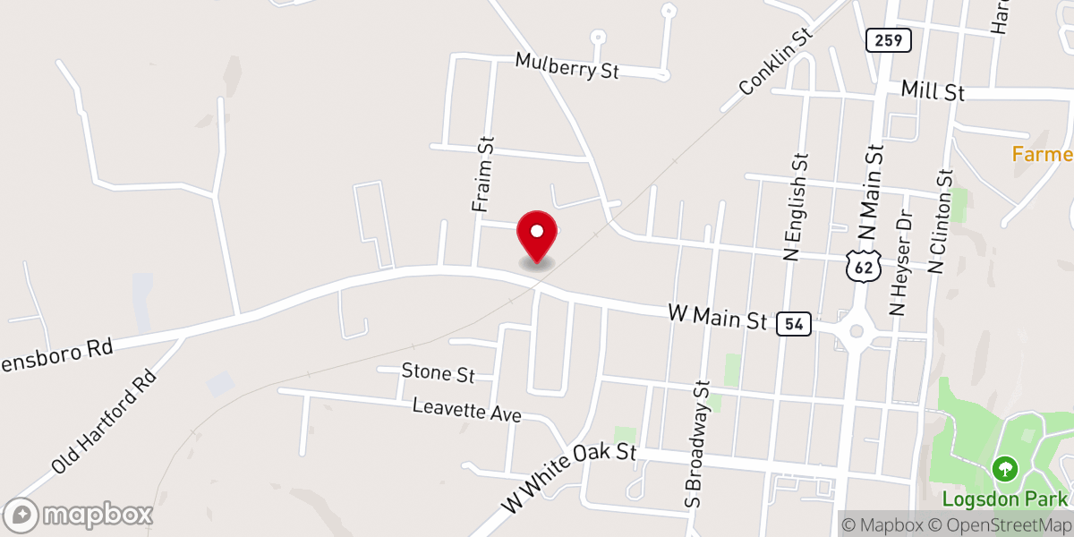 Map showing location of West Main Street Church of Christ