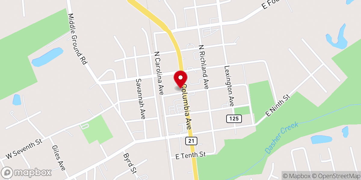 Map showing location of St John's Lutheran Church