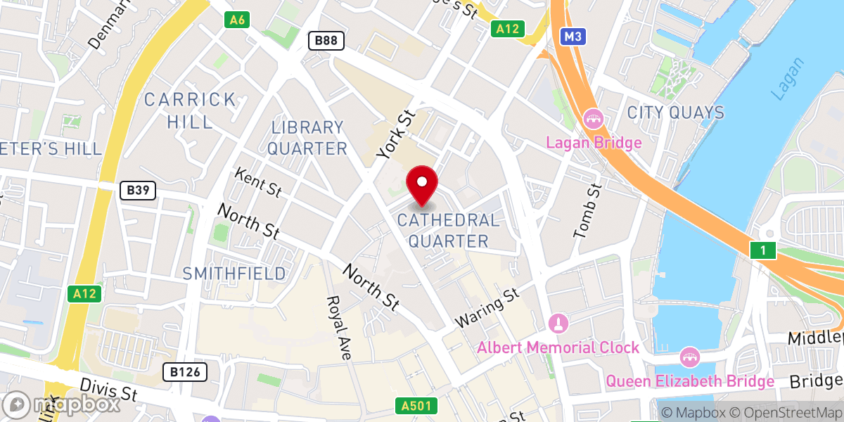 Map showing location of Belfast Cathedral, Church of Ireland Cathedral Church of St. Anne