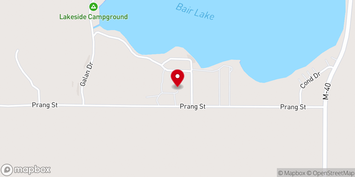 Map showing location of Bair Lake Bible Camp