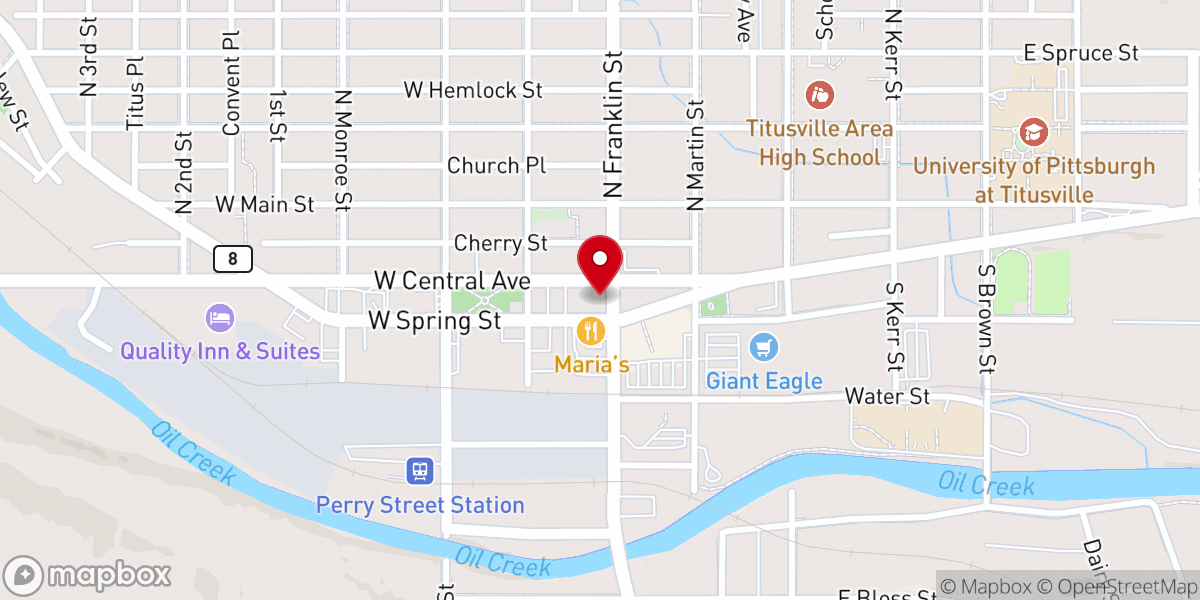 Map showing location of Titusville Area Chamber of Commerce