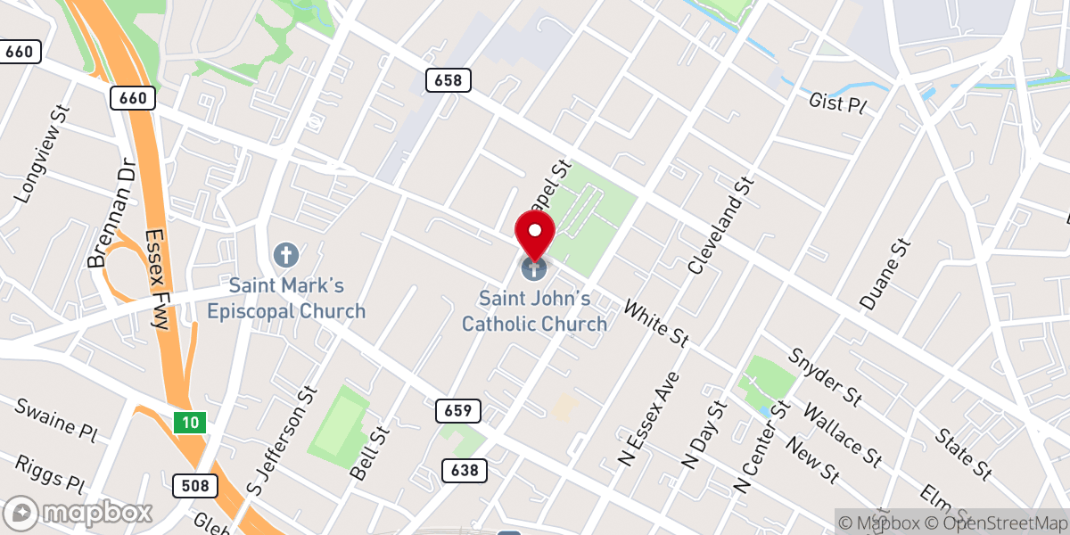 Map showing location of St John the Evangelist Roman Catholic Church