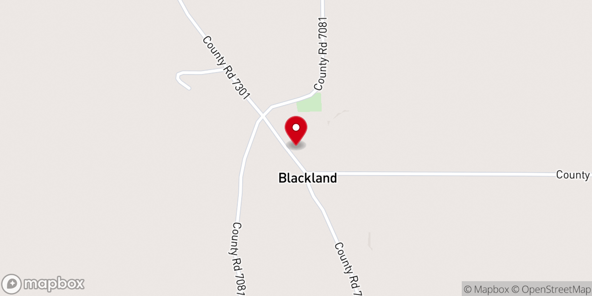 Map showing location of Little Blackland Church