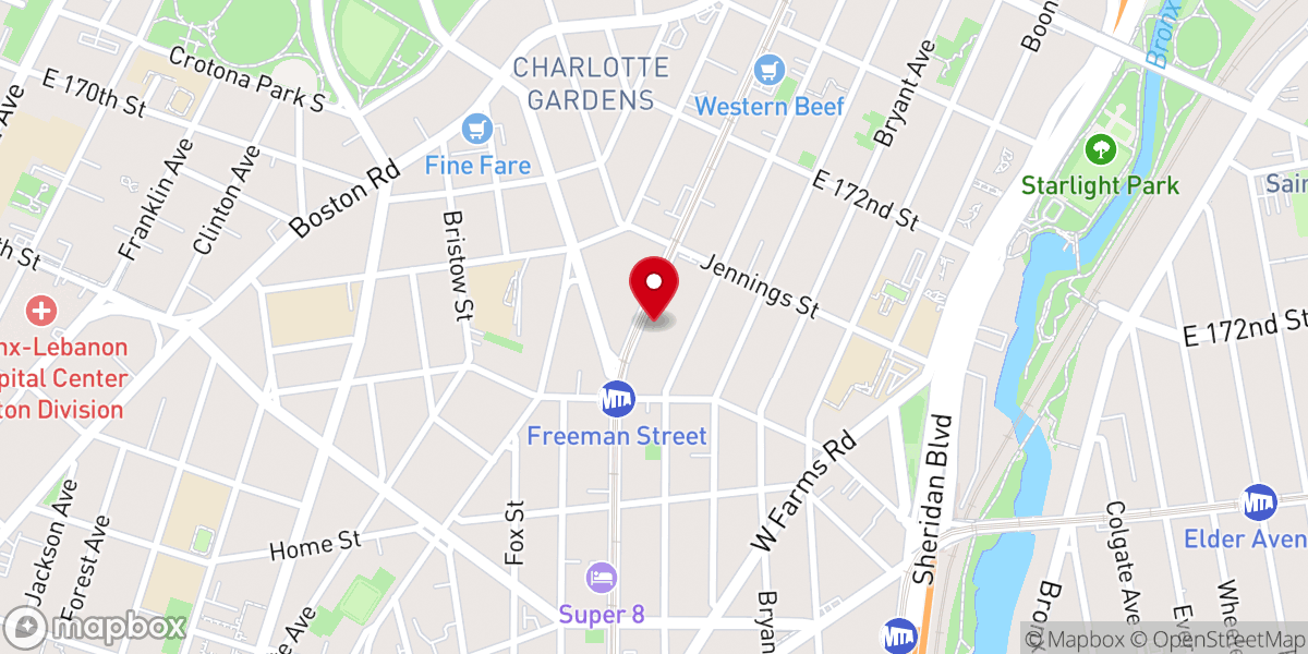 Map showing location of Bronx Deliverance Center Of Faith