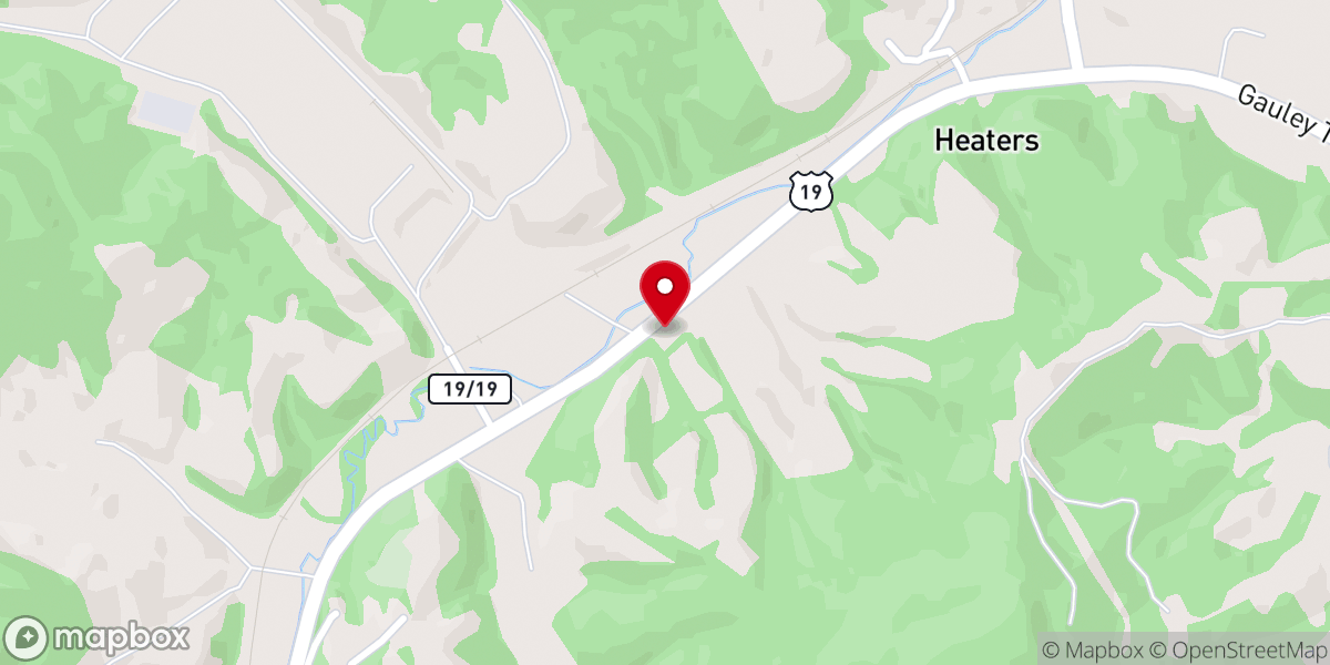Map showing location of Heaters United Methodist Church