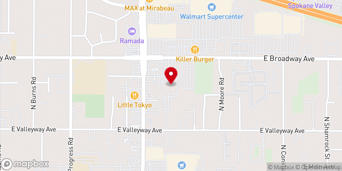 Map showing location of Spokane Valley Assembly of God - Food Distribution Center