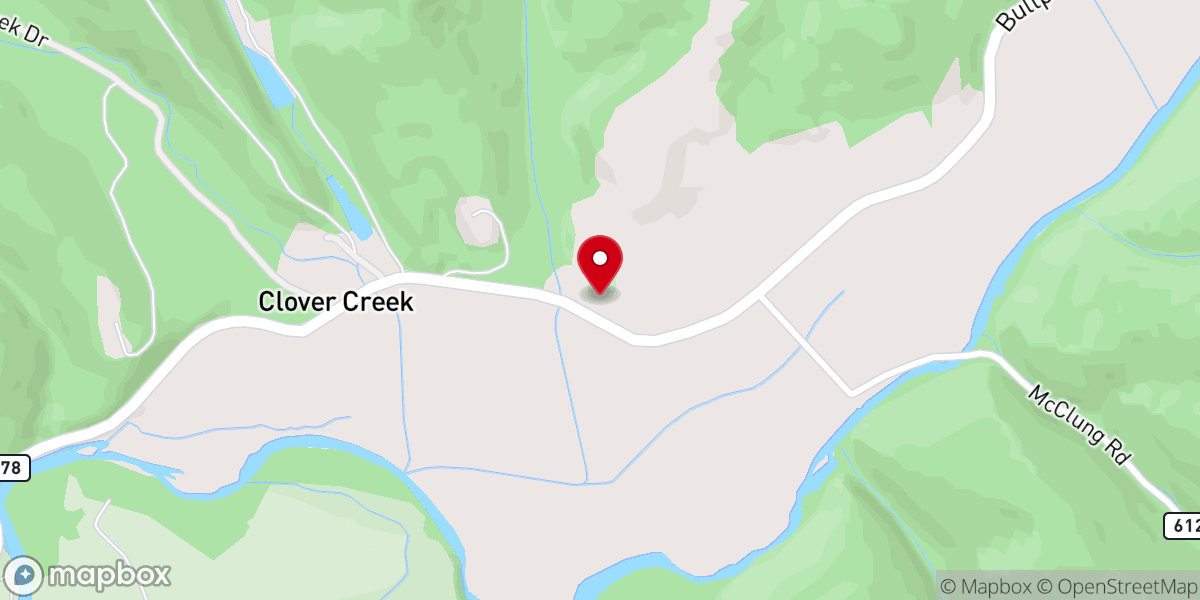 Map showing location of Clover Creek Presbyterian
