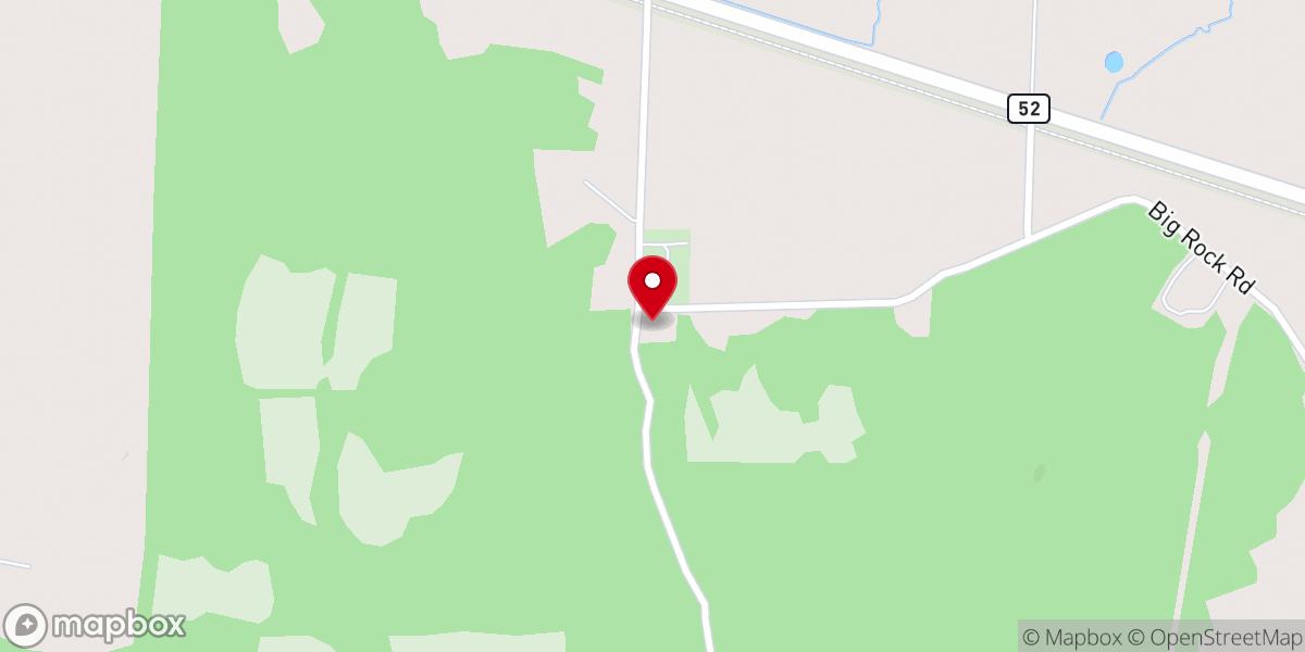 Map showing location of Big Rock Church