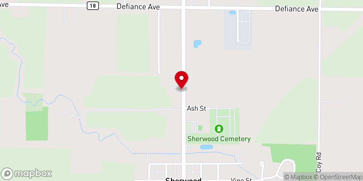 Map showing location of Sherwood Methodist Church