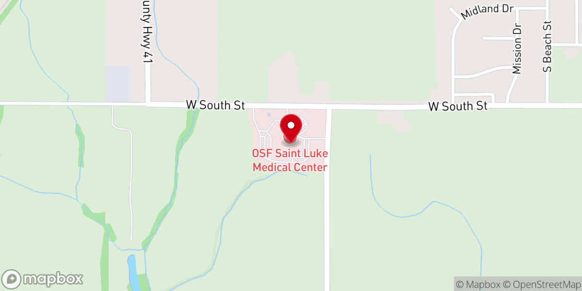 Map showing location of OSF Saint Luke Medical Center