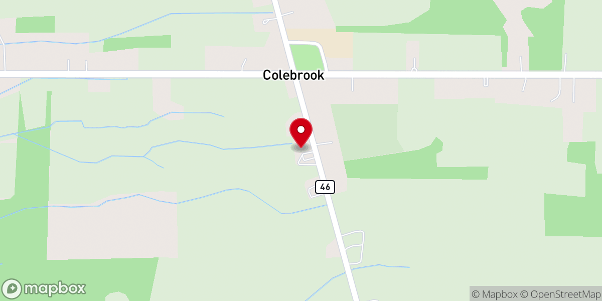Map showing location of Colebrook United Methodist Church