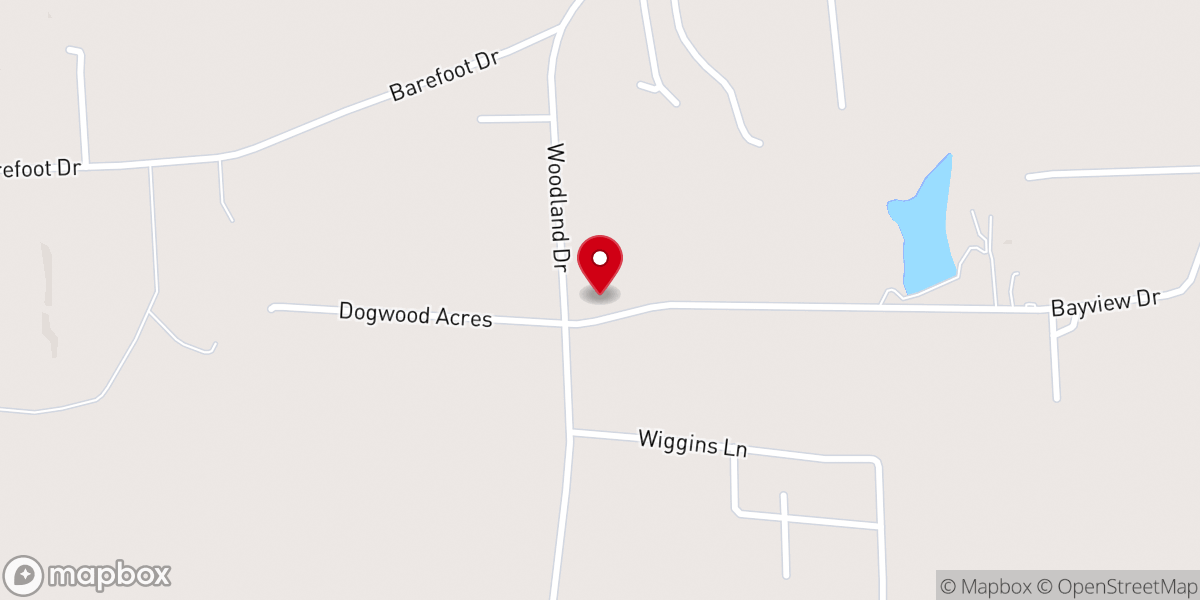 Map showing location of Woodland Baptist Church