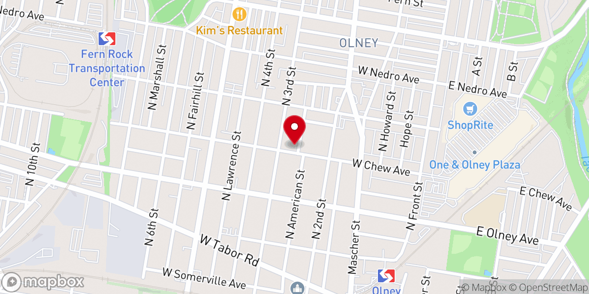 Map showing location of Olney Baptist Church