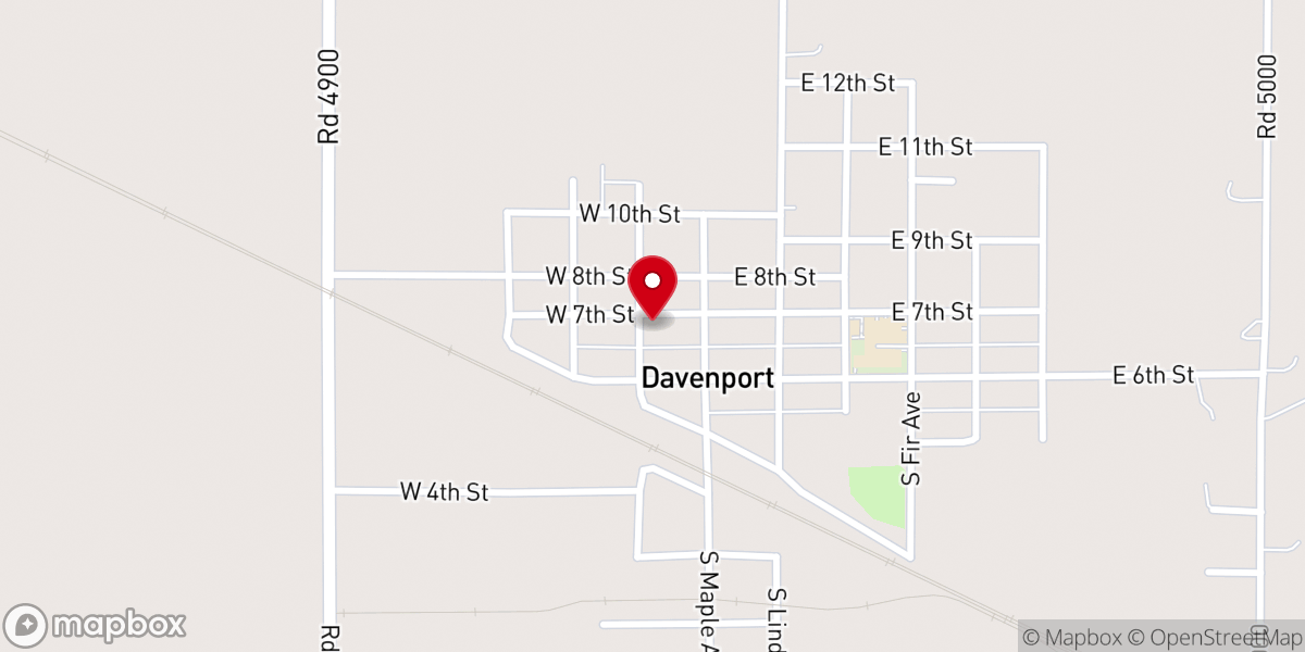 Map showing location of Village of Davenport