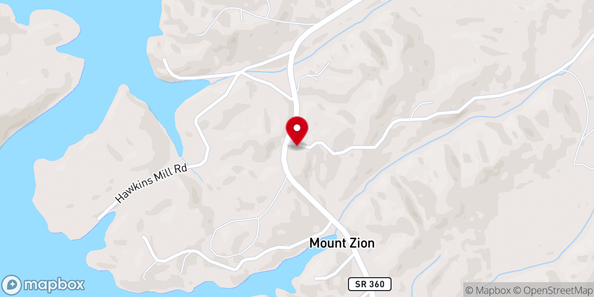 Map showing location of Mount Zion Baptist Church
