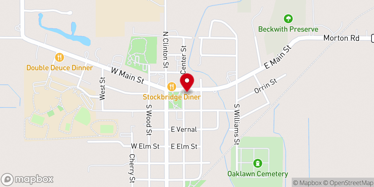 Map showing location of FIRST PRESBYTERIAN CHURCH OF STOCKBRIDGE